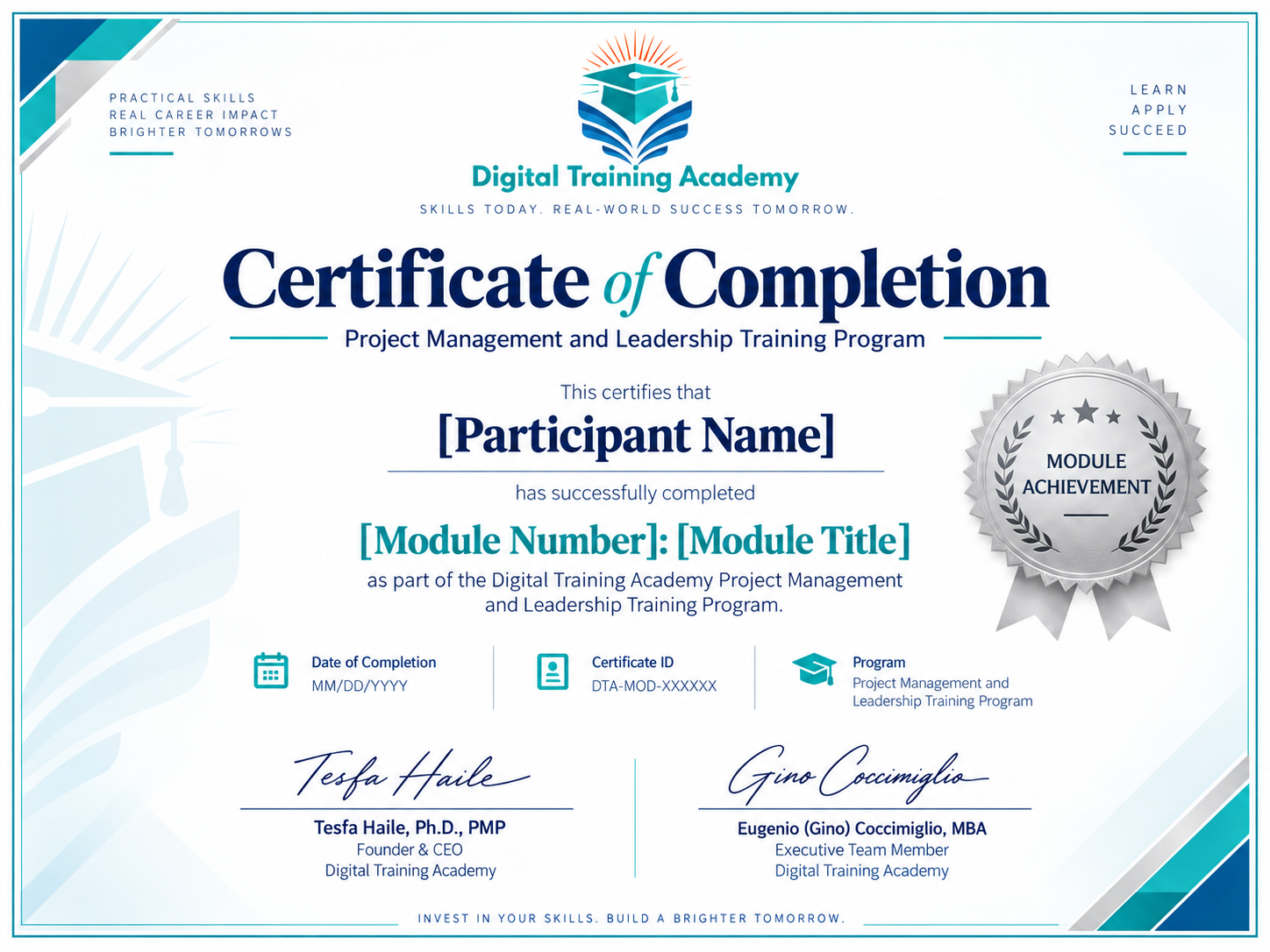Silver module completion certificate